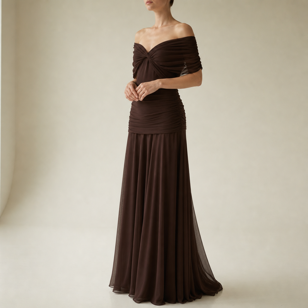 Zakynthos Ruched Chiffon Maxi Dress
