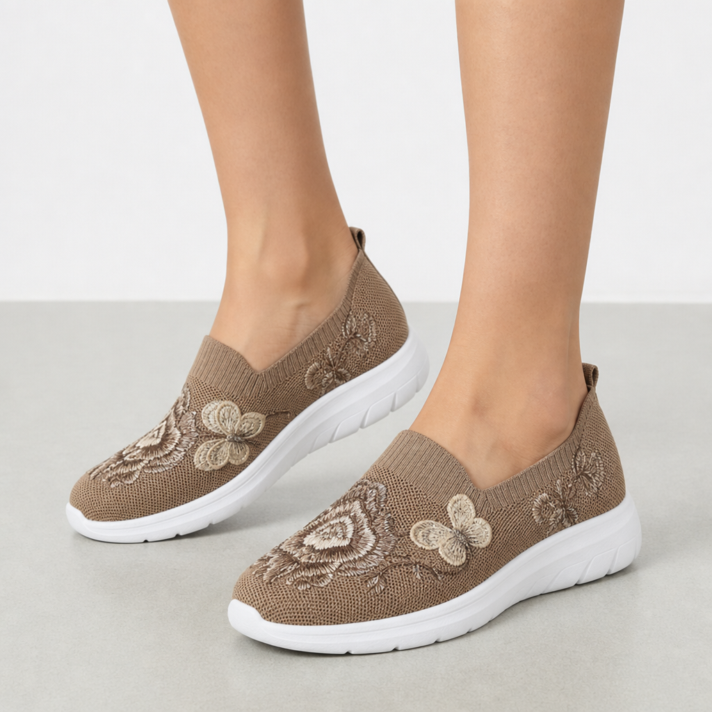 Valldemossa Embroidered Knit Slip-Ons