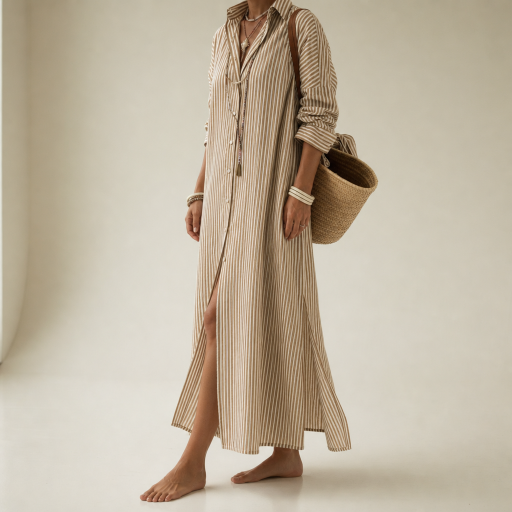 Comino Striped Linen Shirt Dress