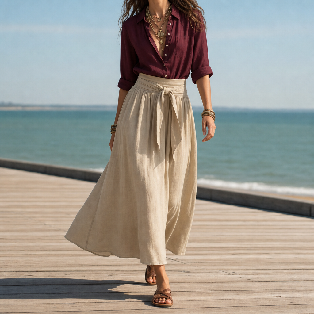 Beaulieu Linen Shirt Skirt Set