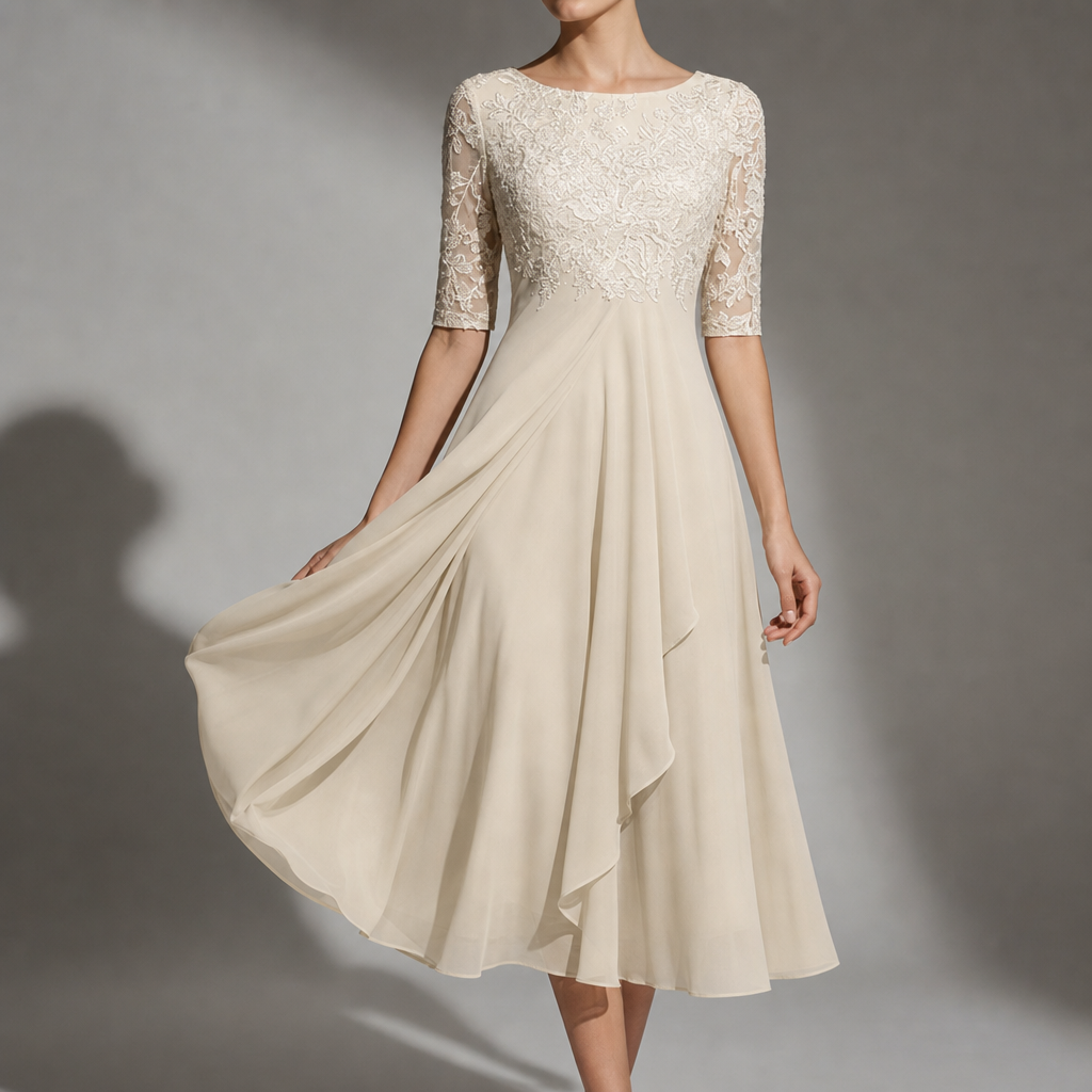 Sagres Lace Chiffon Midi Dress