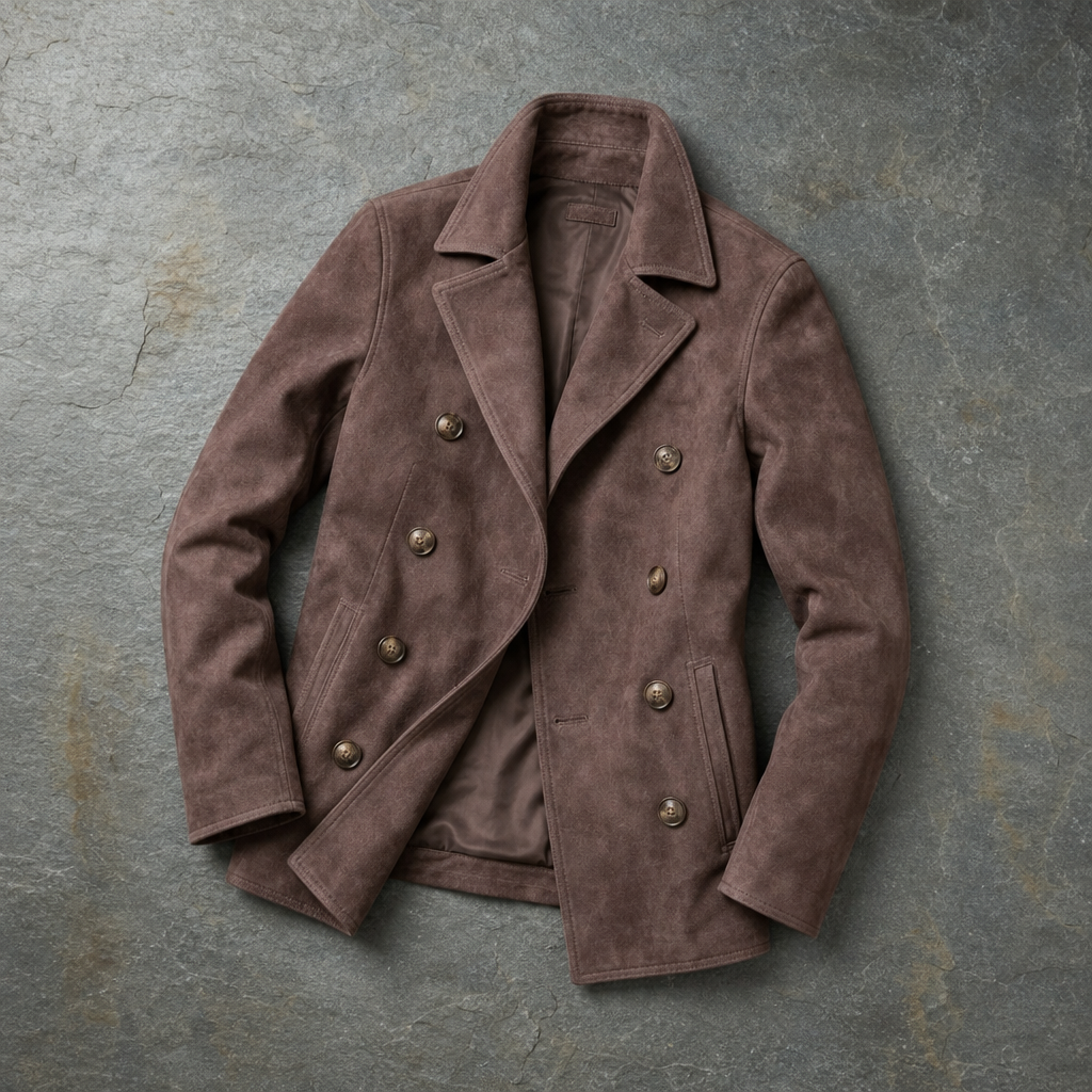 Rapallo Suede Double-Breasted Peacoat
