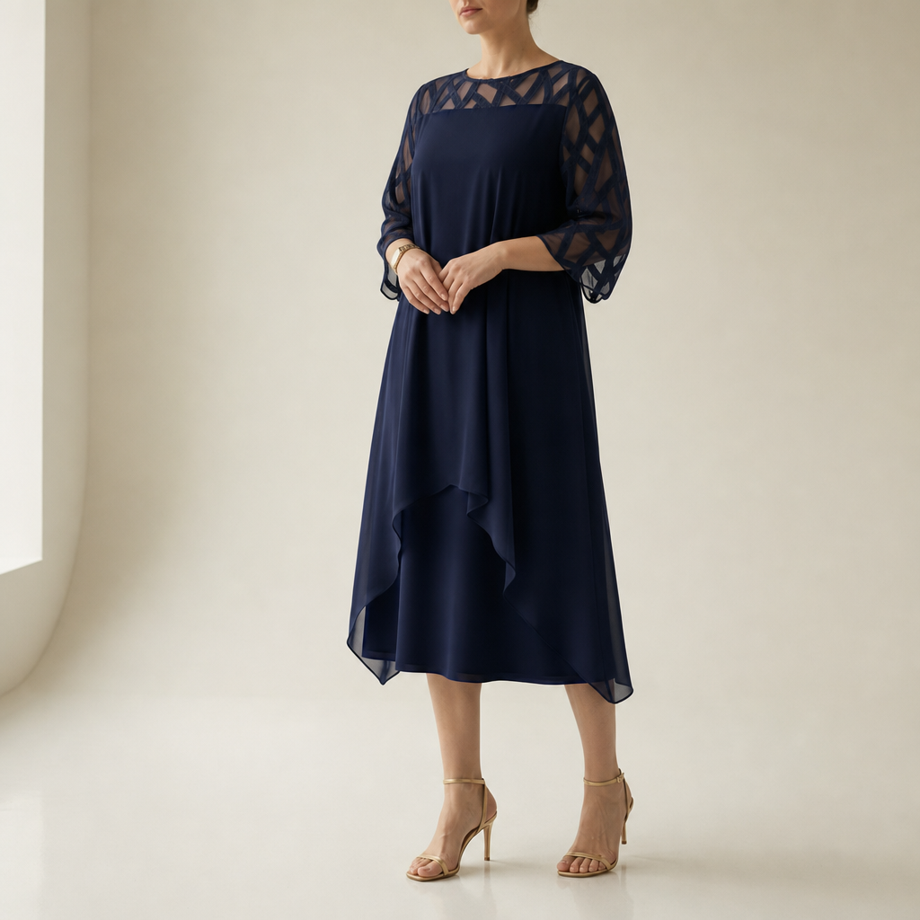 Olhao Lace Overlay Chiffon Dress