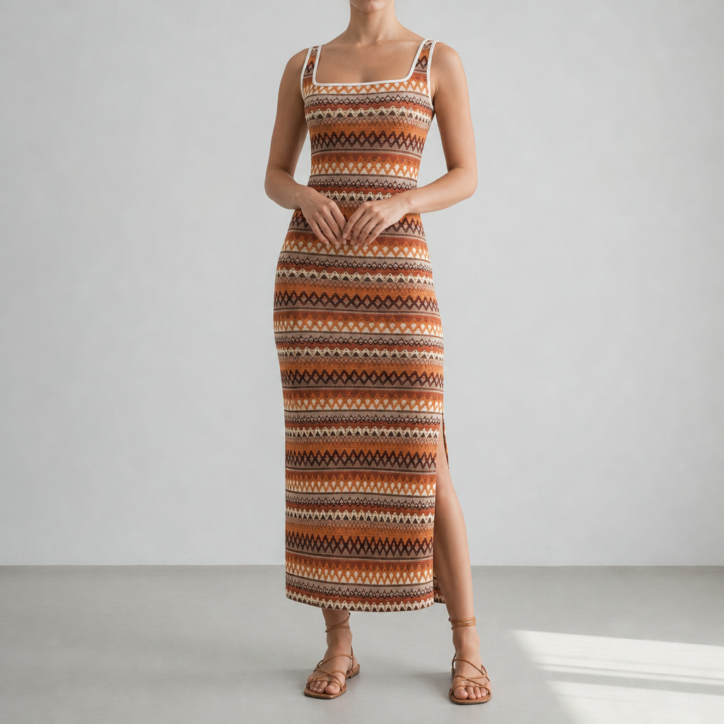 Saint Tropez Boho Stripe Knit Dress