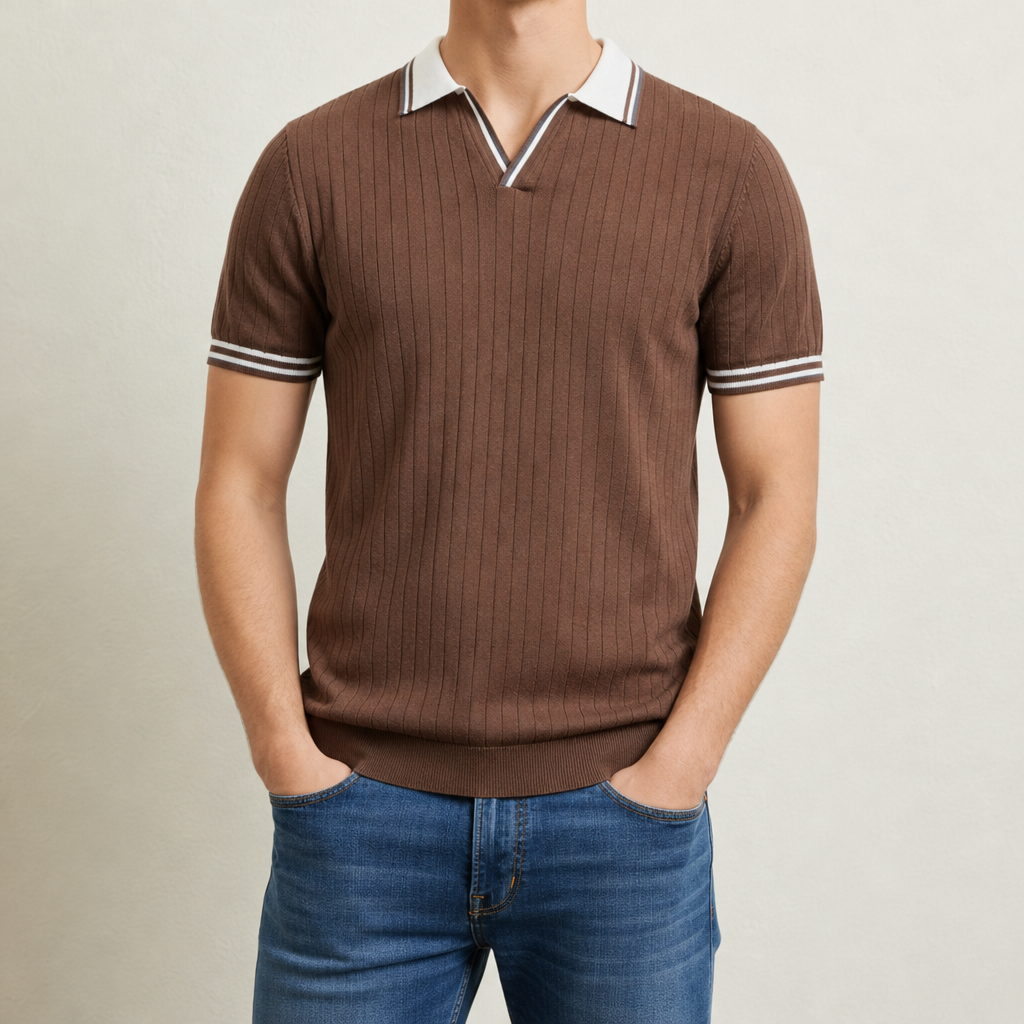 Tinos Ribbed Knit Polo