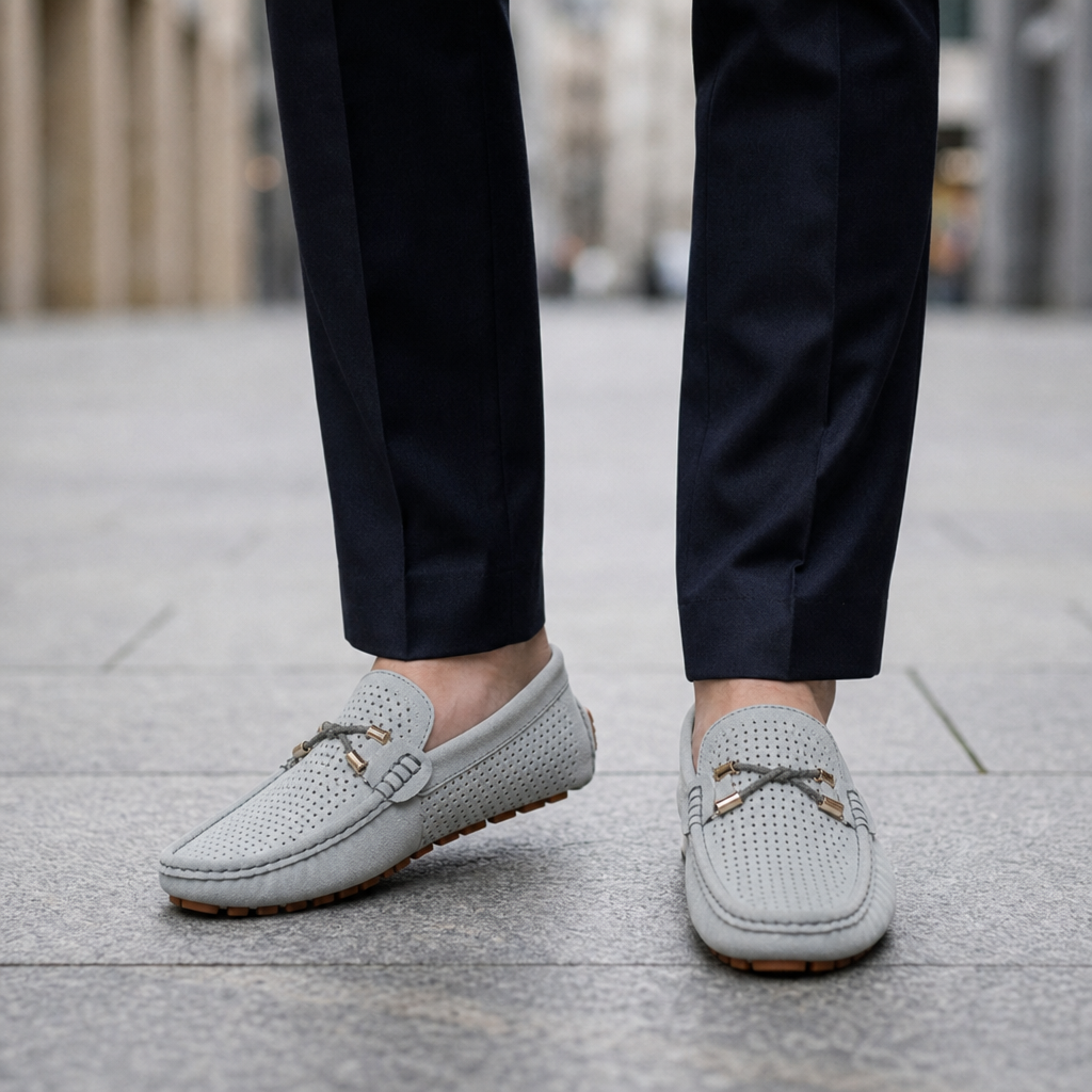 Vellara Perforated Suede Loafers
