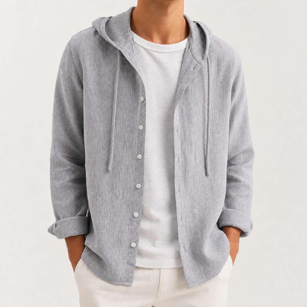 Ston Striped Hooded Linen Shirt