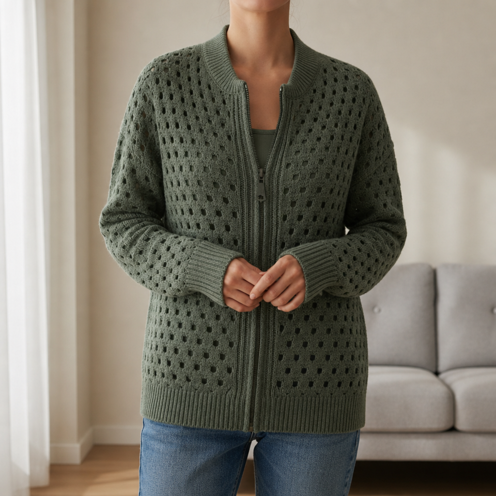 Modica Hollow Knit Zip Cardigan