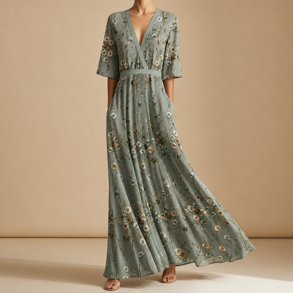 Trento Floral V-Neck Maxi Dress