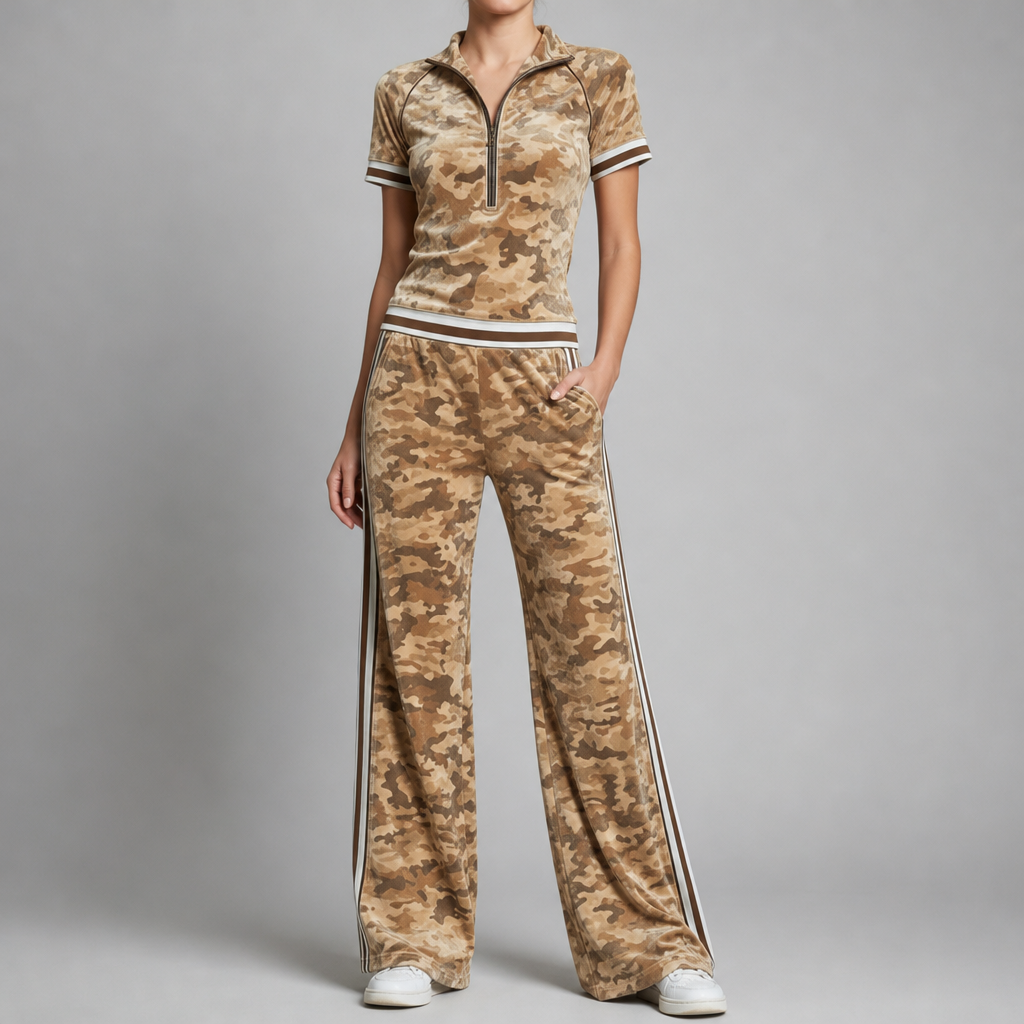 Thassos Camo Velvet Tracksuit Set