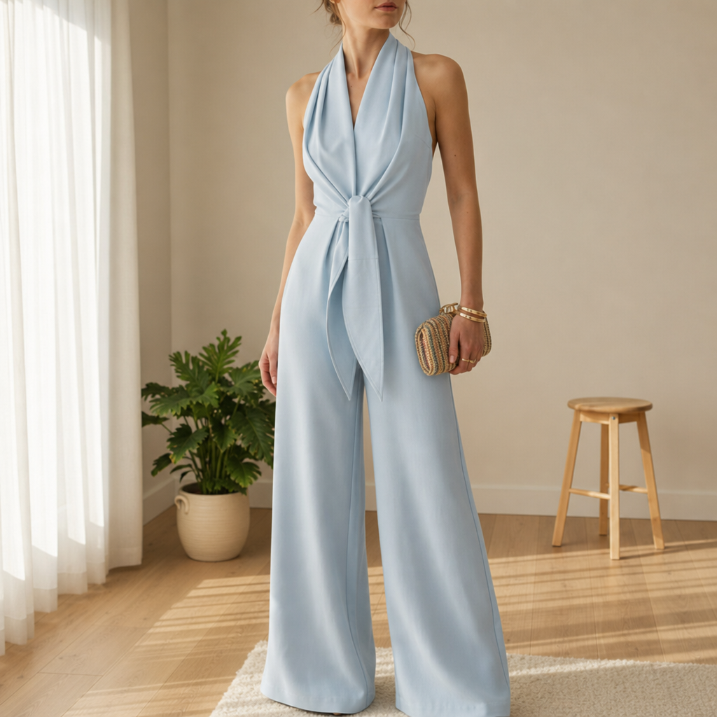 Nafplio Halter Knot Jumpsuit