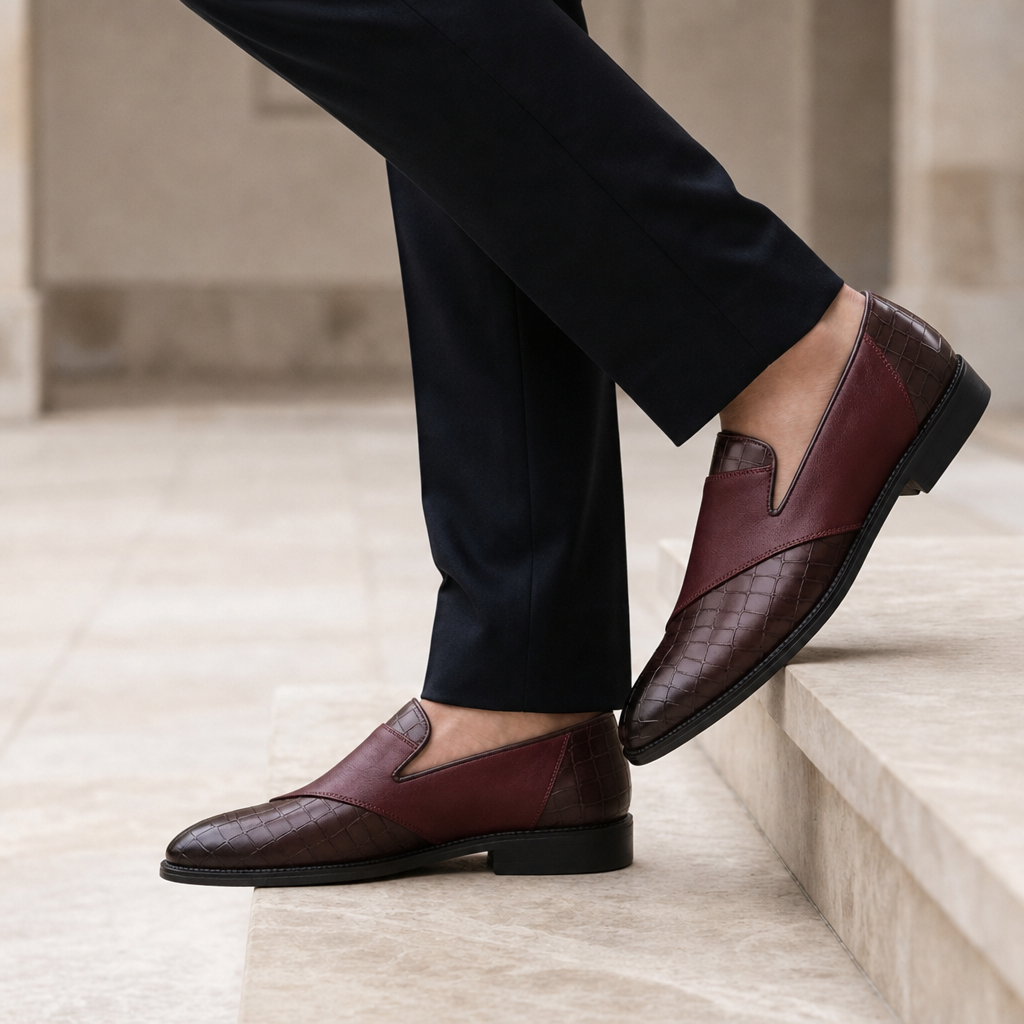Pienza Croc Embossed Loafers