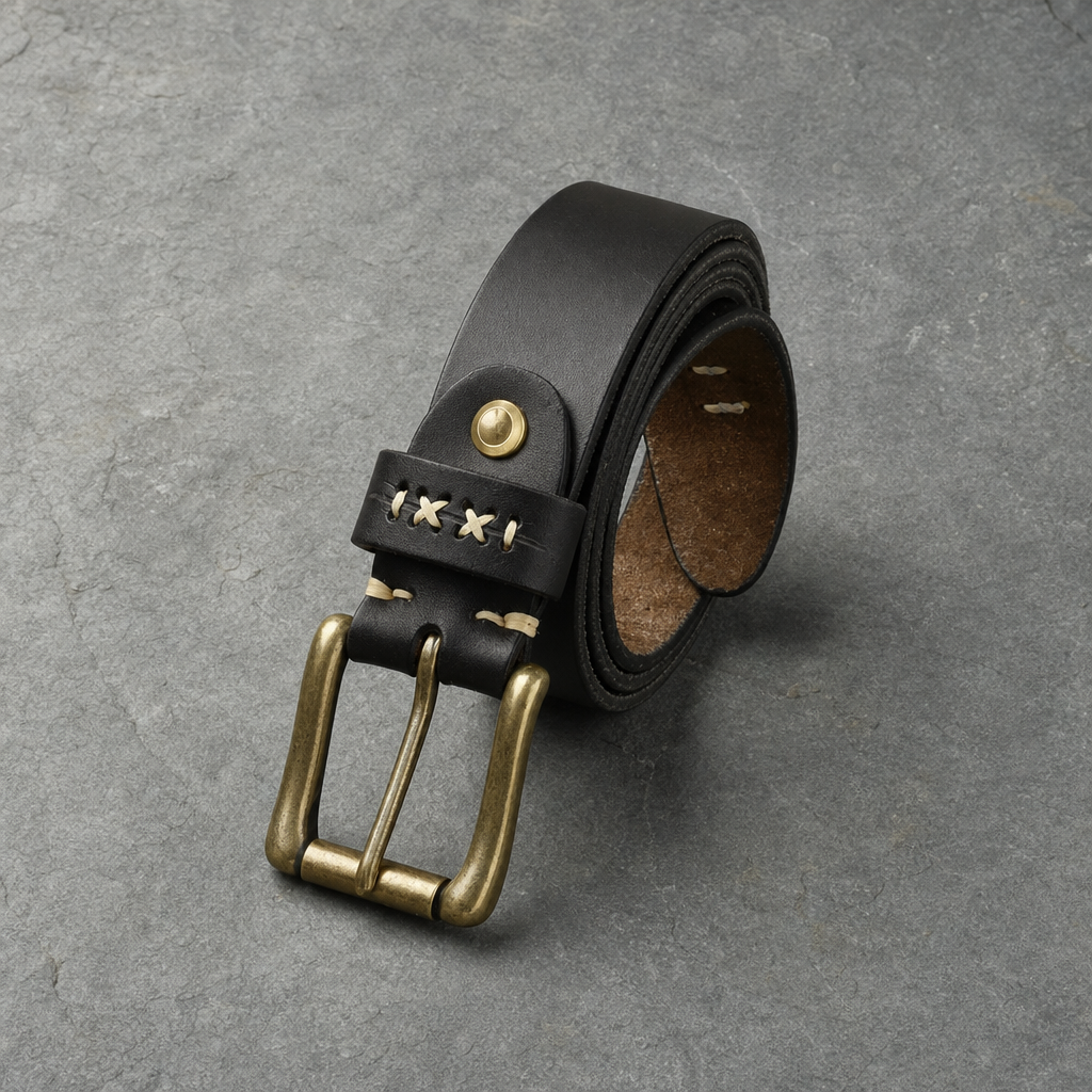 Cassis Hand-Stitched Leather Belt
