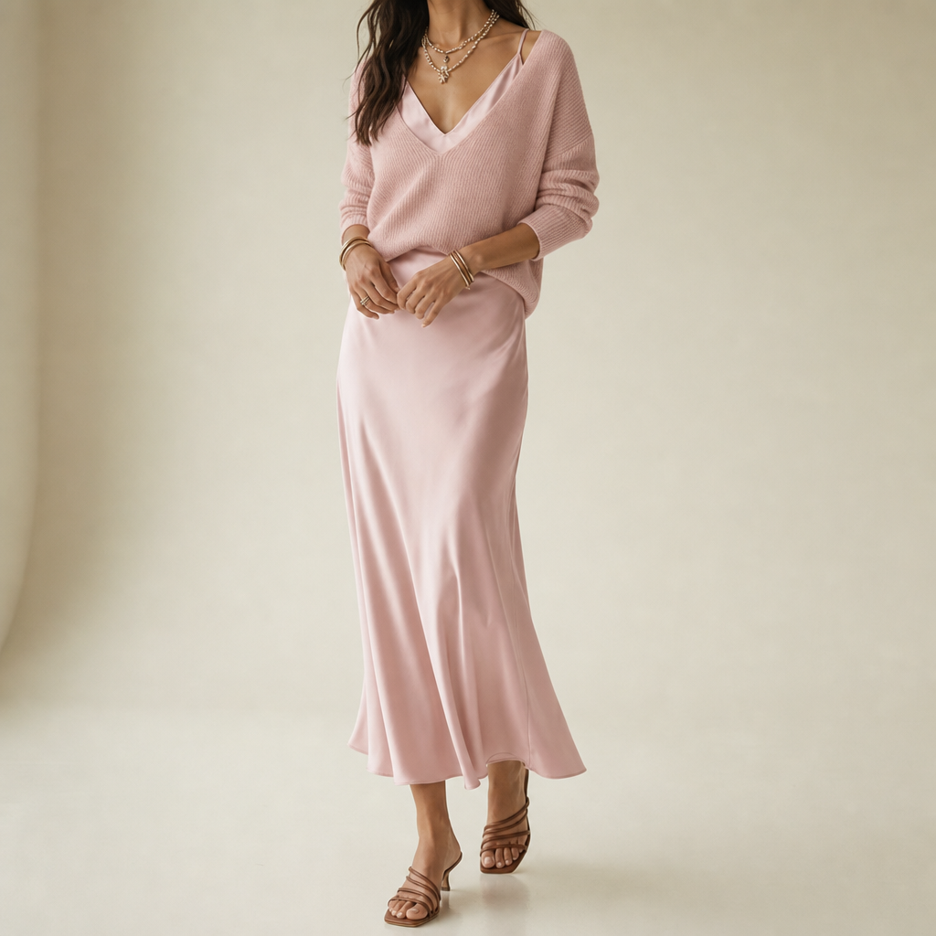 Pylos Satin Midi Skirt Set