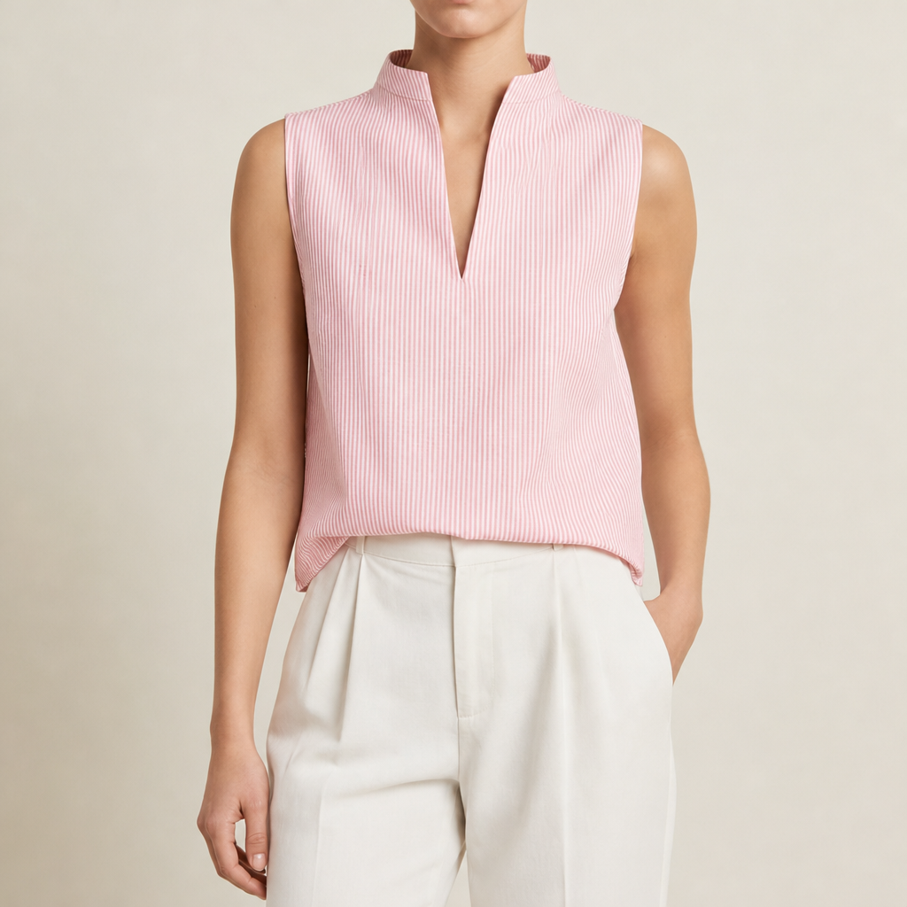 Porteza Striped Sleeveless Blouse