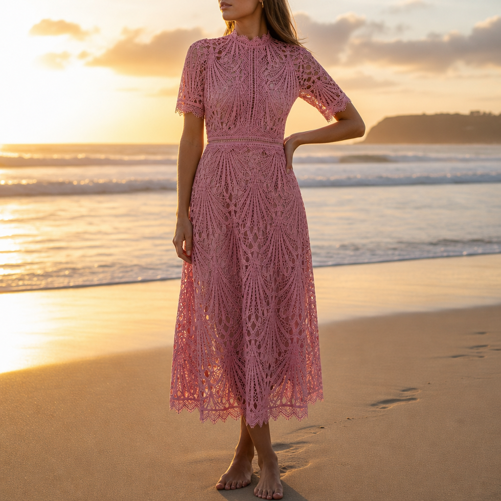 Bellagio Geometric Lace Midi Dress