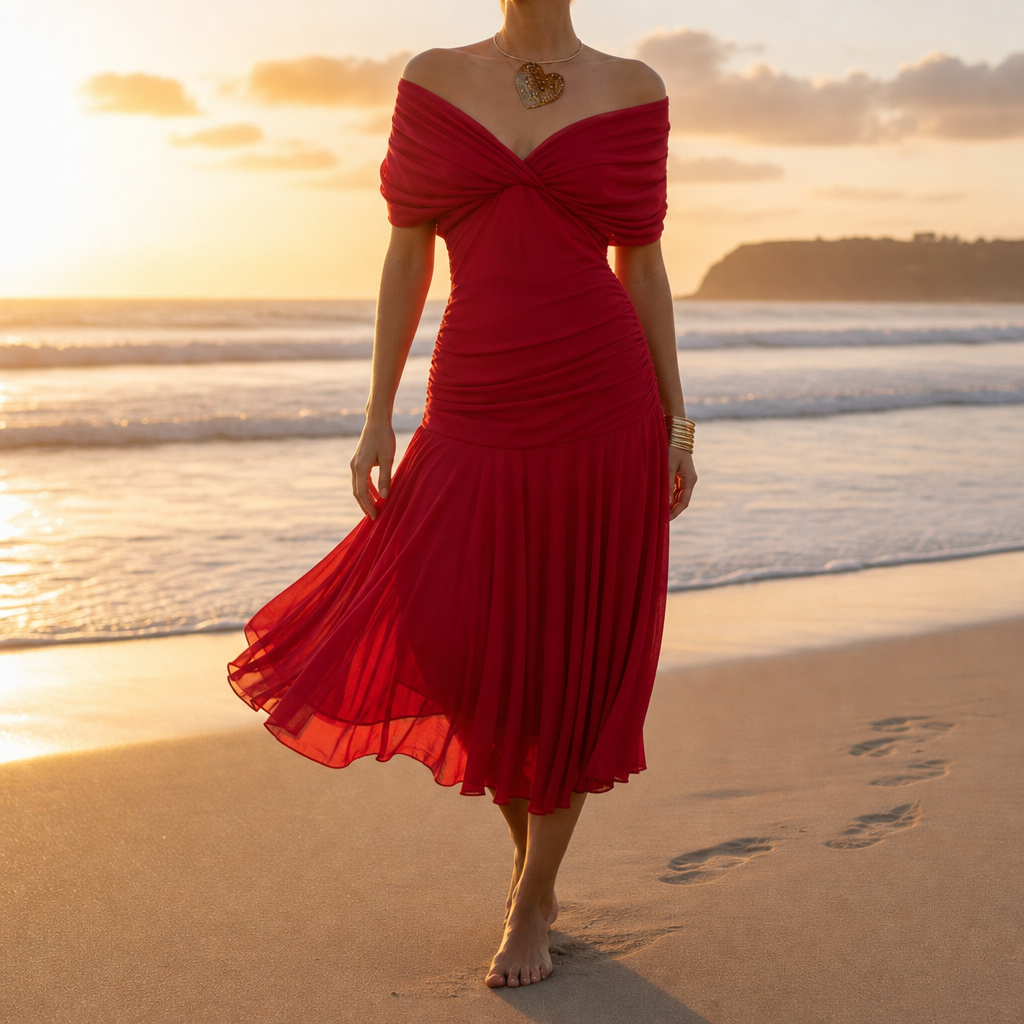 Caceres Ruched Chiffon Midi Dress