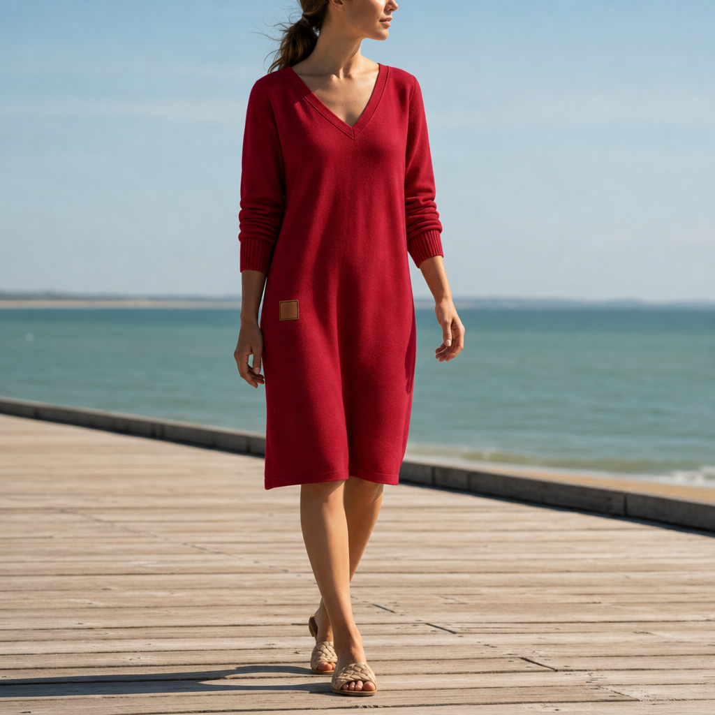 Formentera V-Neck Cozy Midi Dress