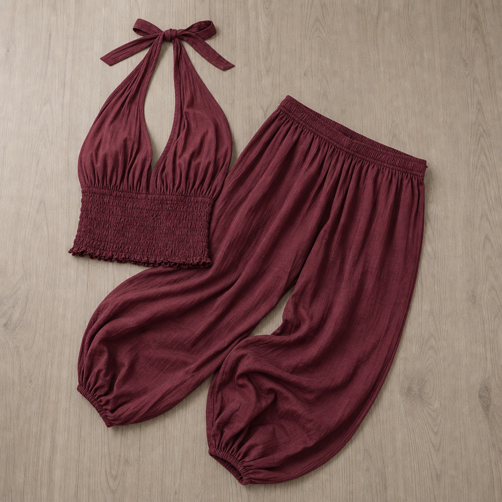 Ikaria Smocked Halter Harem Set