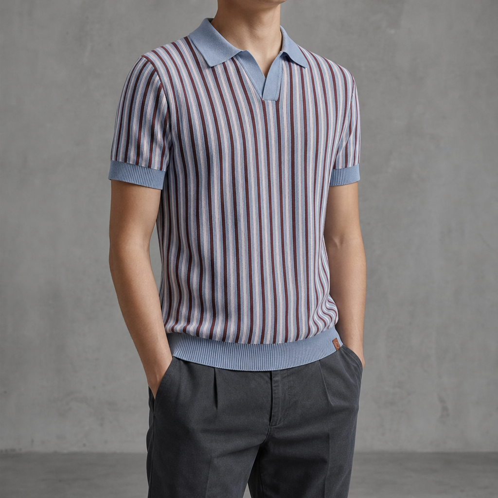 Kalymnos Retro Stripe Knit Polo