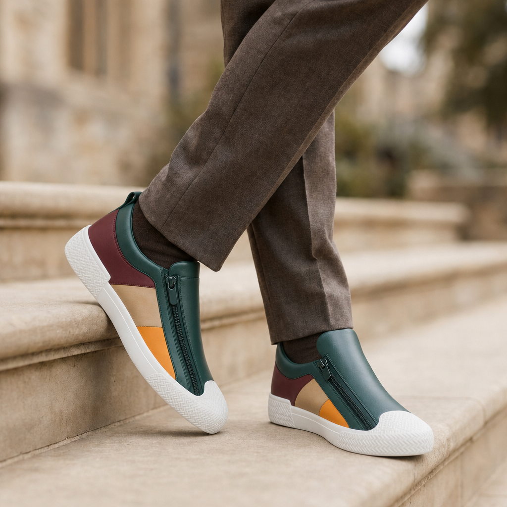 Alassio Leather Zip Sneakers