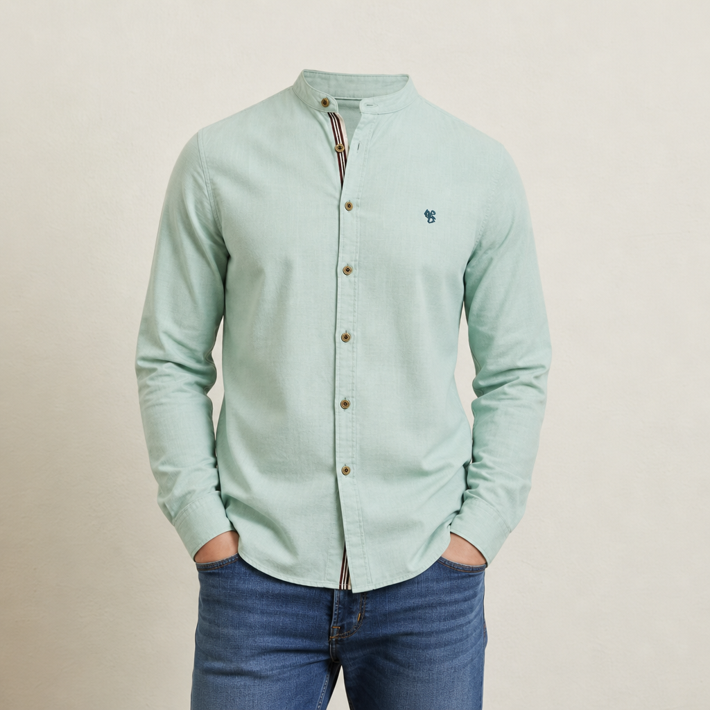Naxos Band Collar Cotton Shirt
