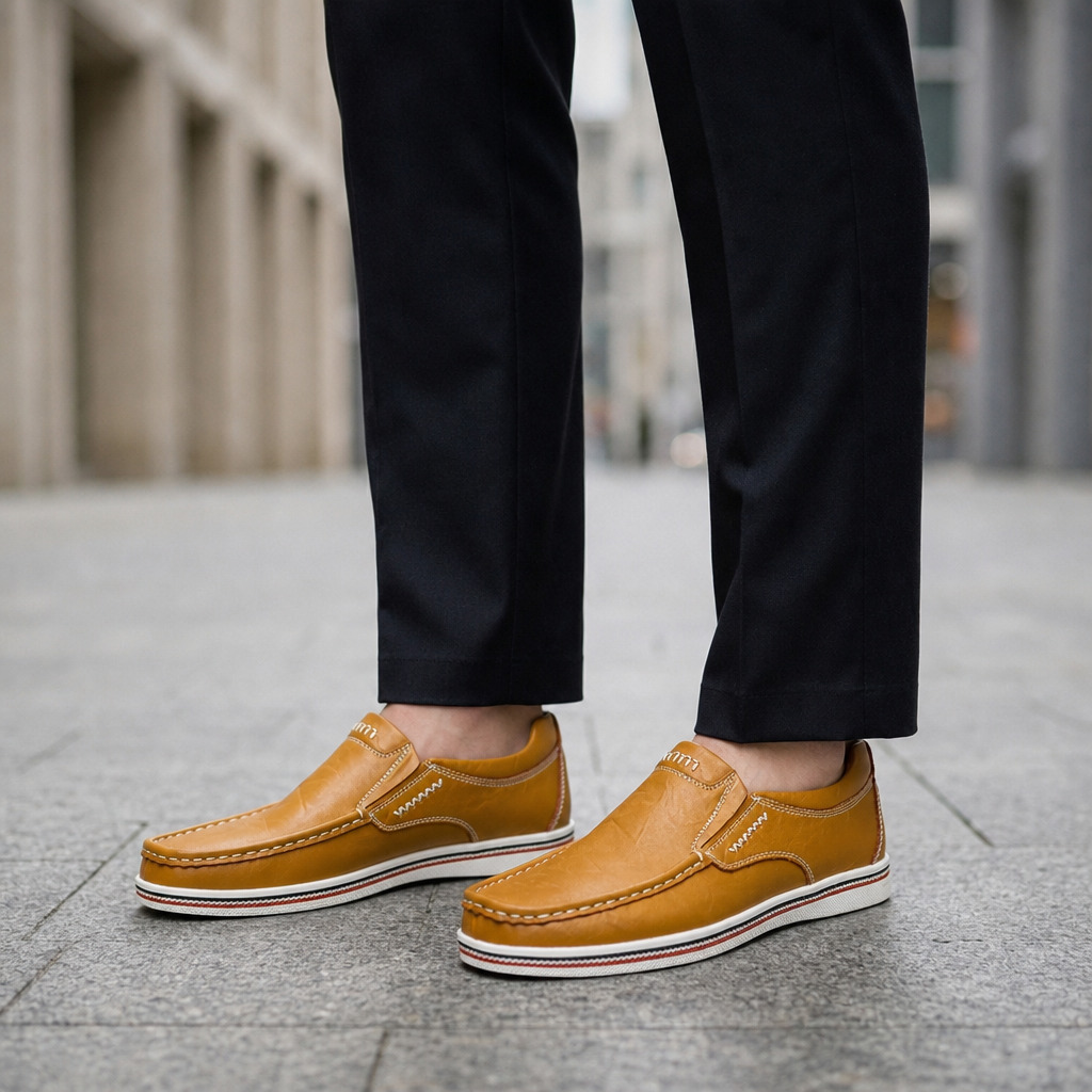 Kyrenia Leather Contrast Stitch Loafers