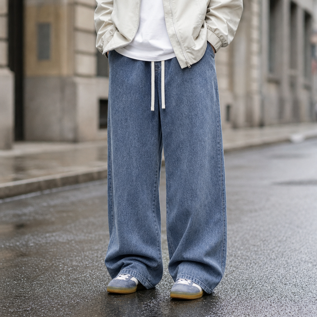 Peniscola Wide-Leg Drawstring Jeans