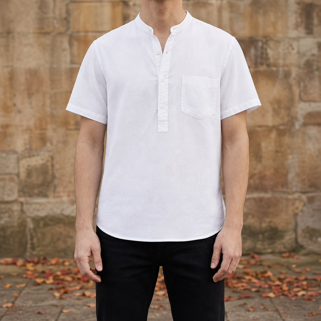 Cortona Band Collar Casual Shirt