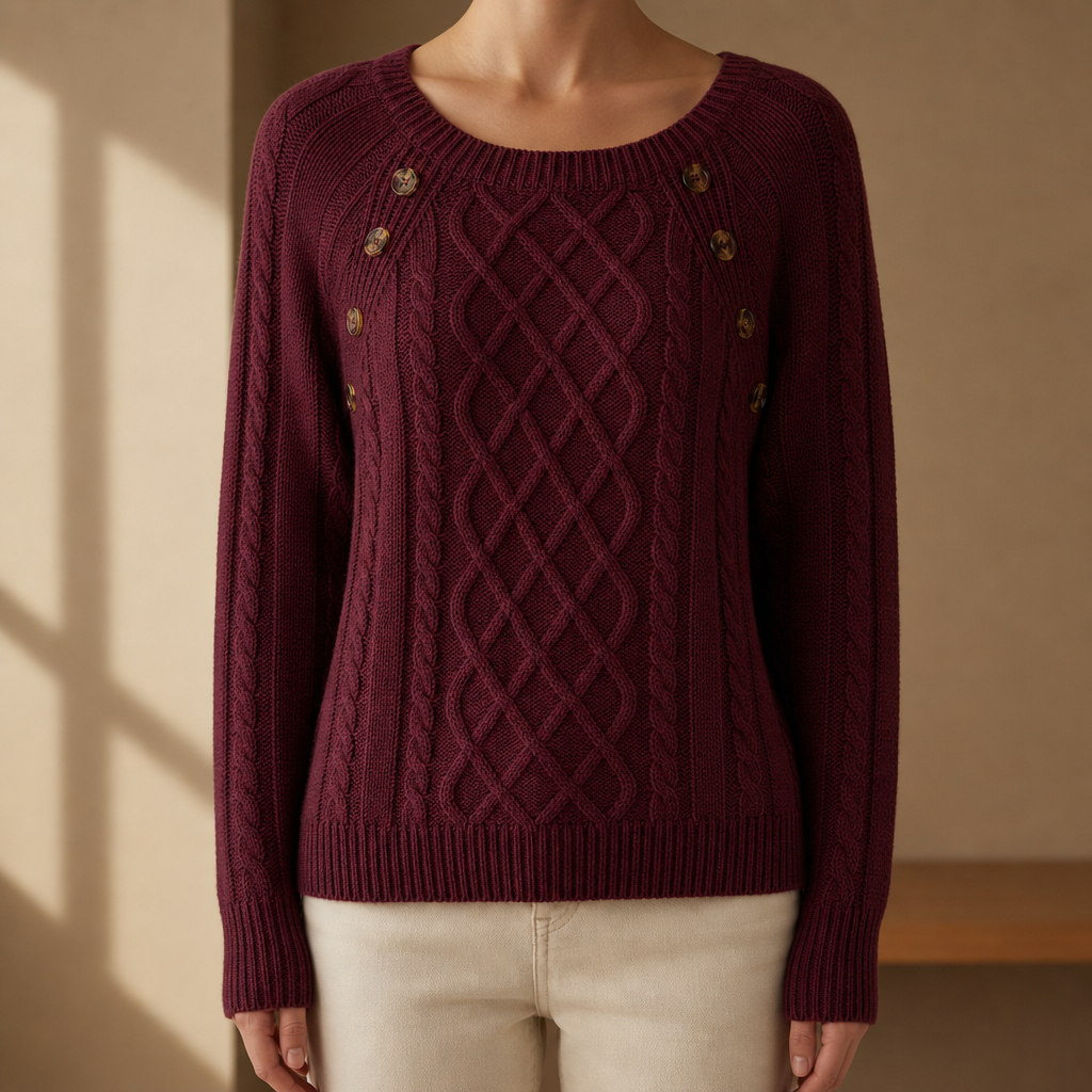 Porquerolles Cable Knit Button Sweater