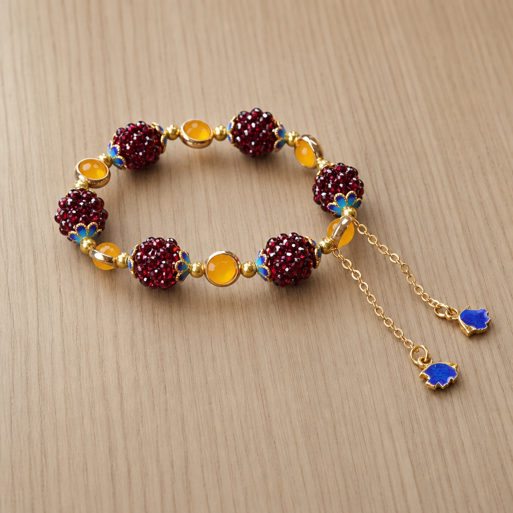 Valencia Garnet Crystal Cluster Bracelet
