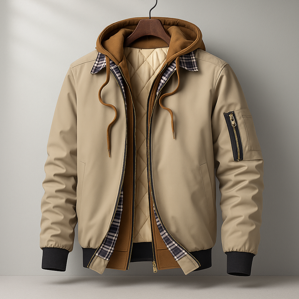 Men's Hooded Winter Jacket | Quilted Shell Coat