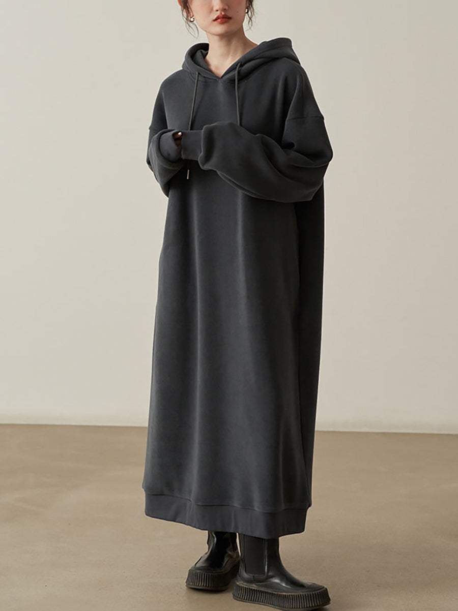 Women's Oversized Hooded Sweatshirt Maxi Dress with Adjustable Drawstrings and Long Raglan Sleeves – Soft Fleece Relaxed Fit Casual Hoodie Dress for Cosy Autumn and Winter Everyday Wear