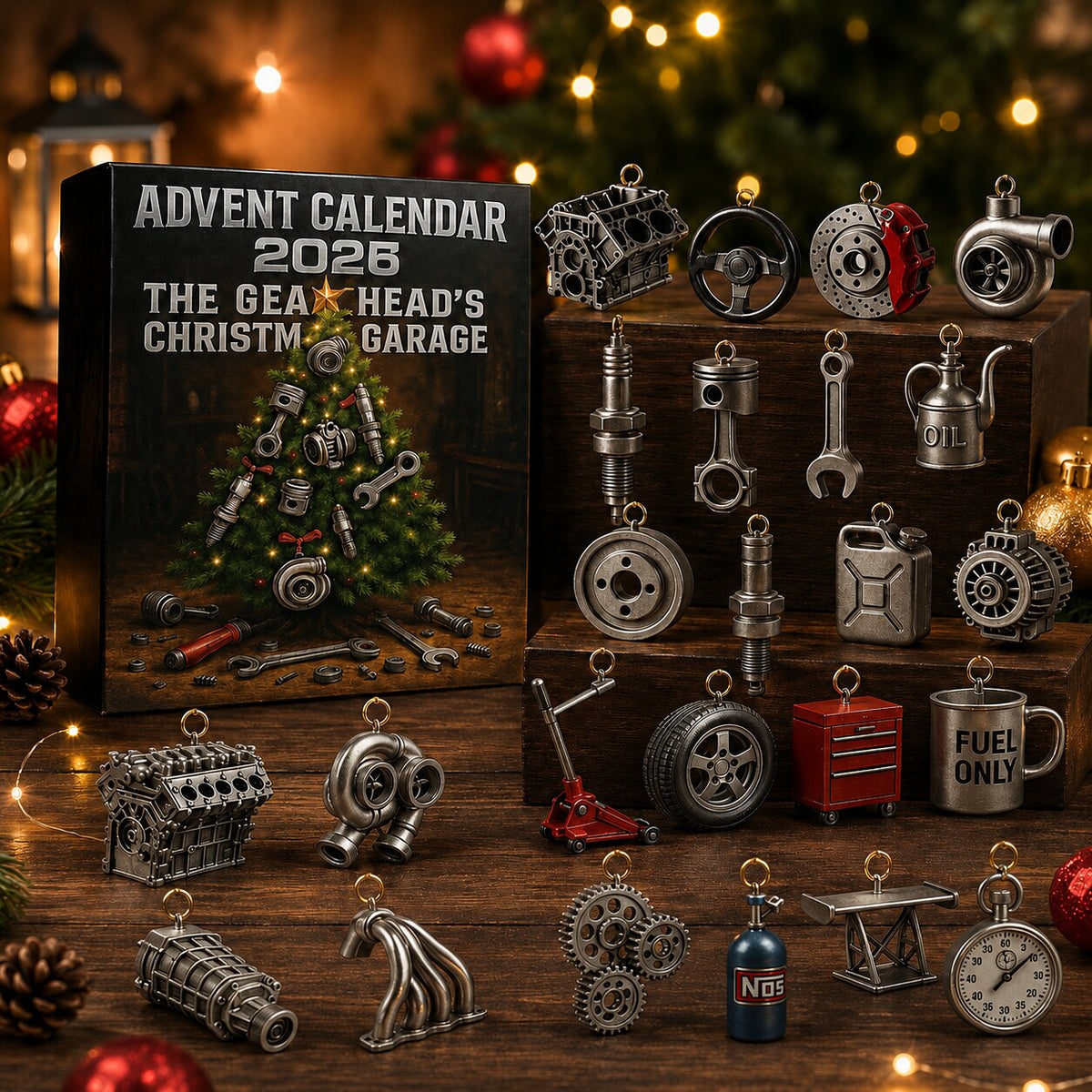 2026 Car Parts Advent Calendar - 24-Day Garage-Themed Countdown with Tools and Workshop Designs