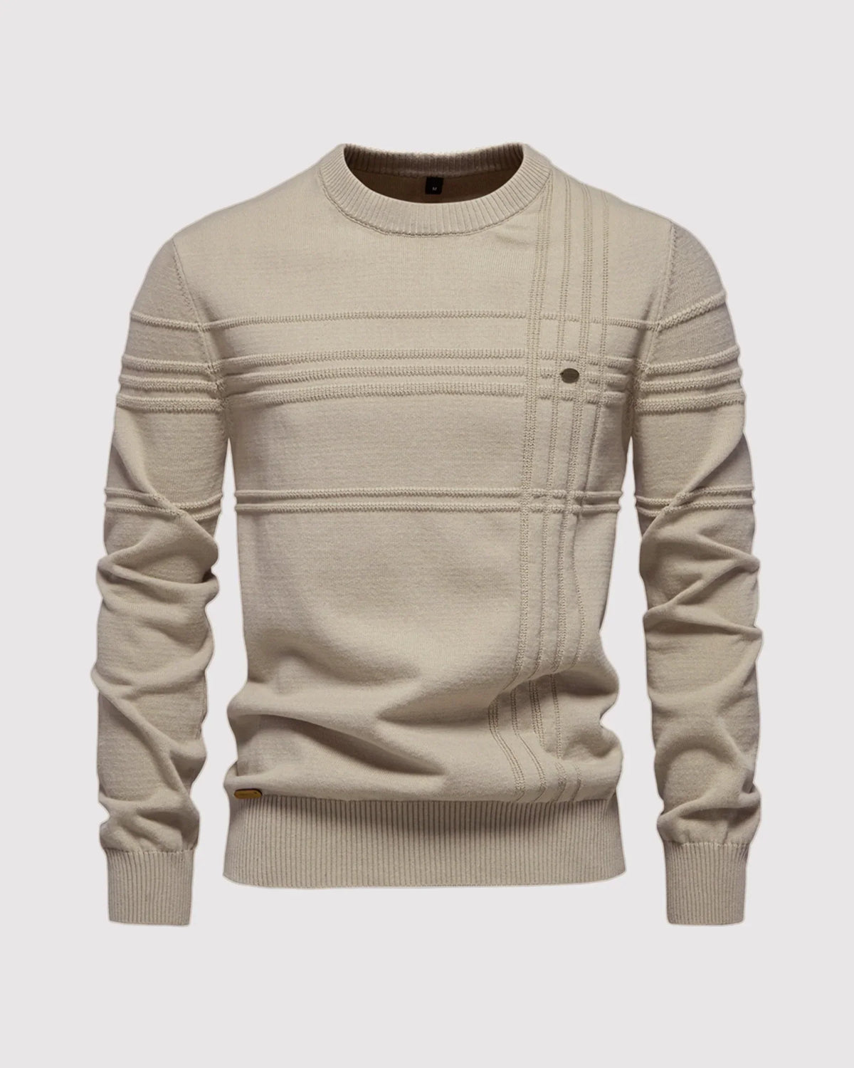 Marcus Cotton Knit Sweater – Crosshatch Crew Neck Pullover