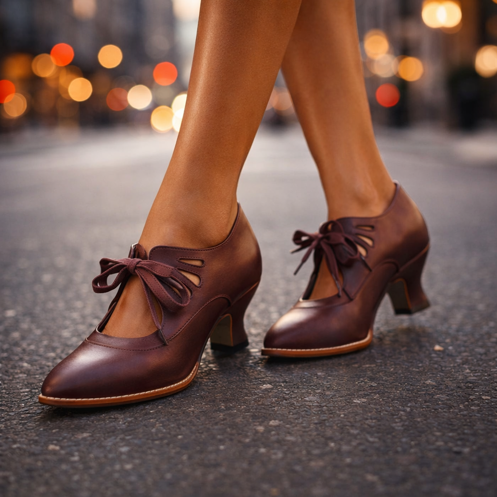 Camille Lace Up Vintage Heels