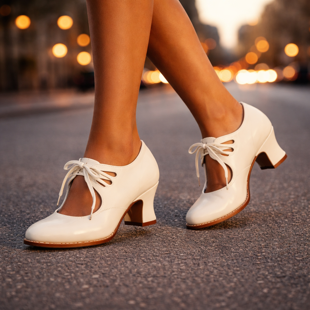 Camille Lace Up Vintage Heels