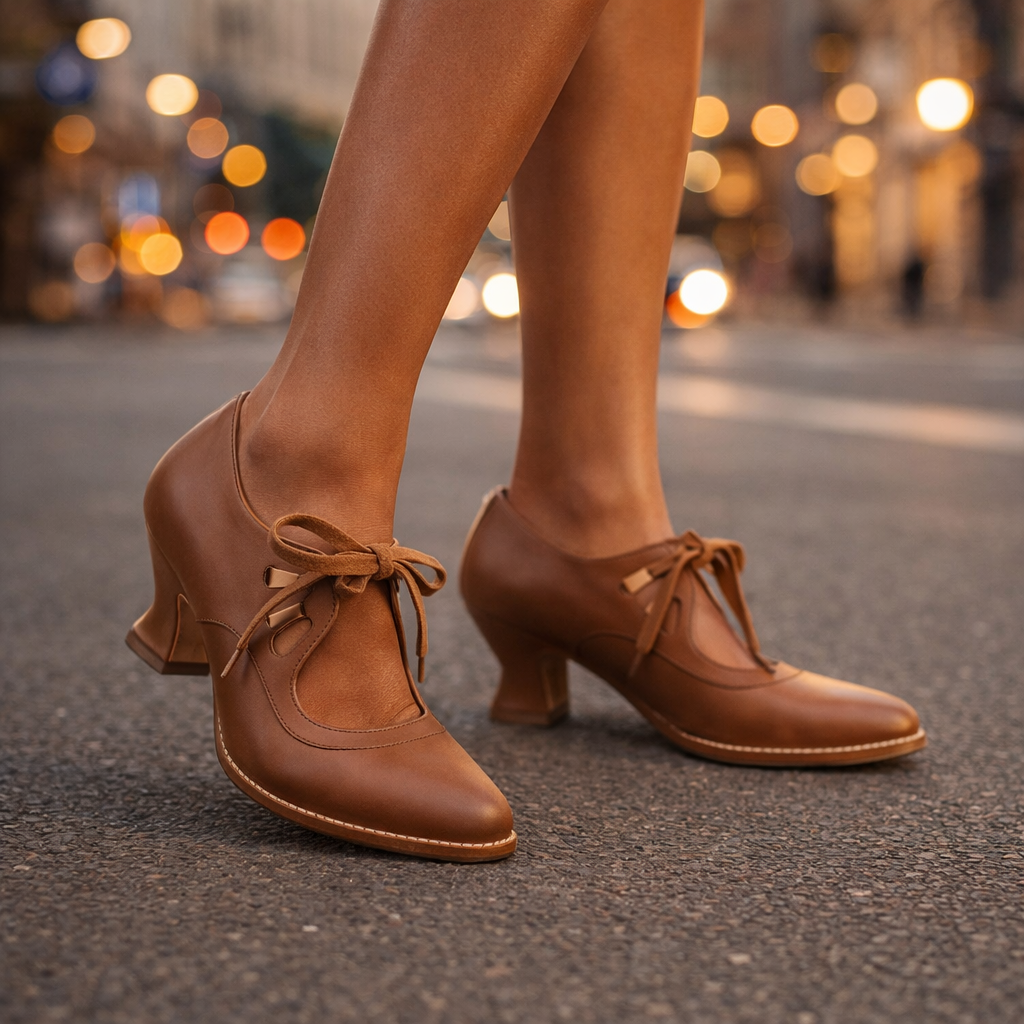 Camille Lace Up Vintage Heels