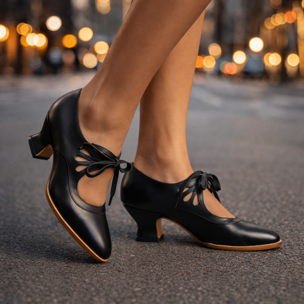 Camille Lace Up Vintage Heels