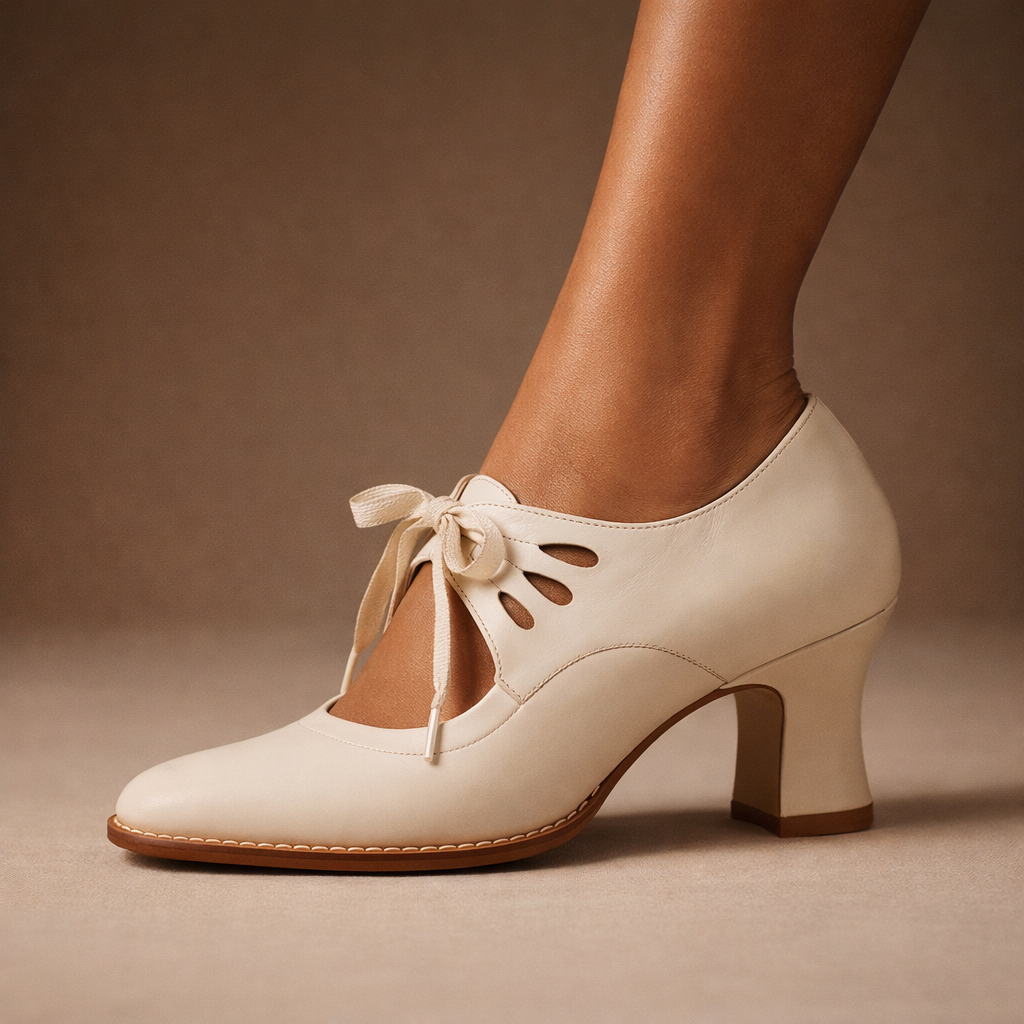Camille Lace Up Vintage Heels