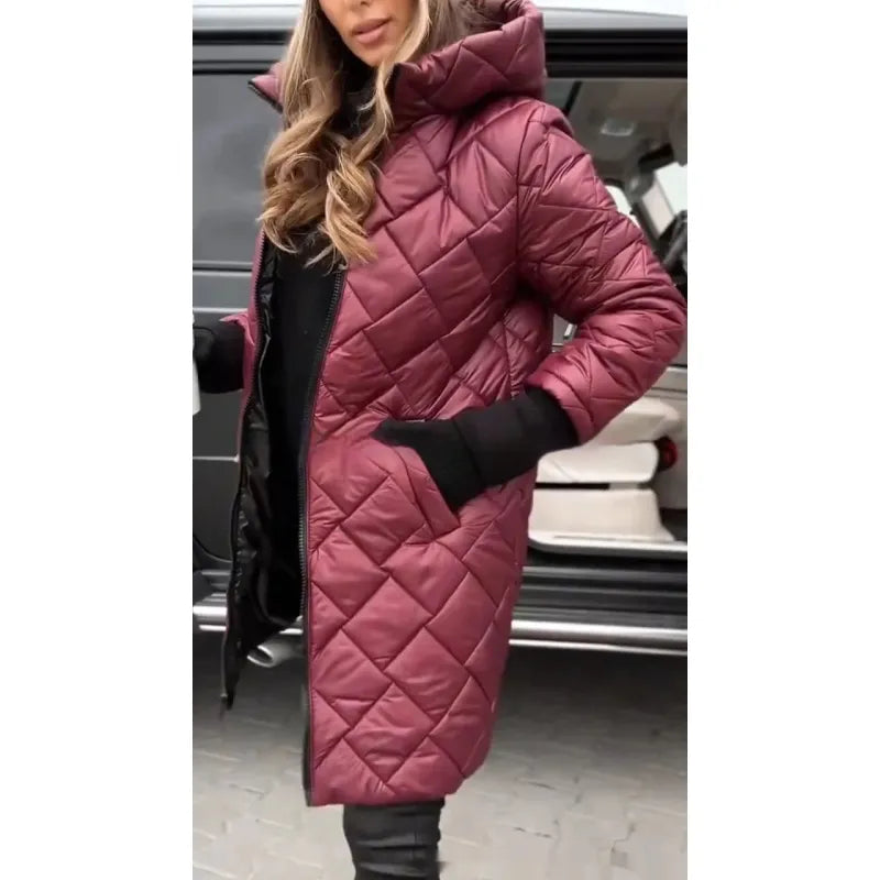 Madison | Women's Quilted Coat with Hood and Zipper