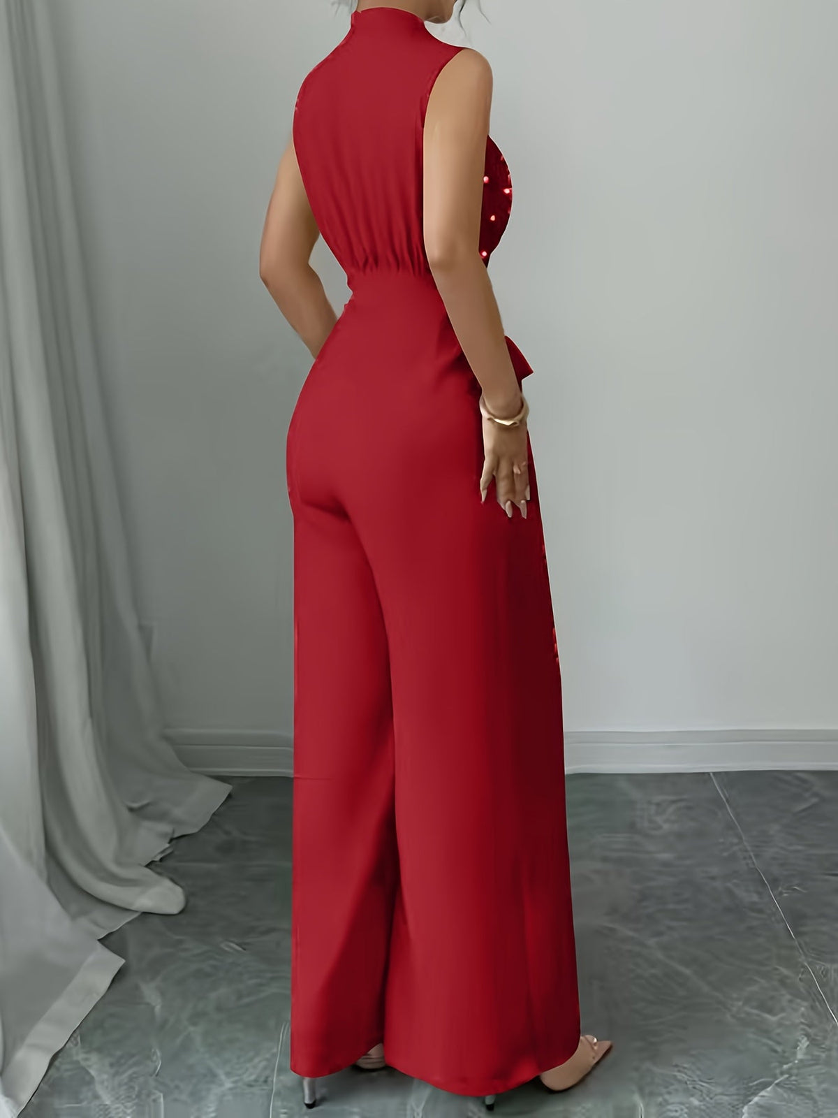 Women's Wide Leg Jumpsuit with Embellished Bodice