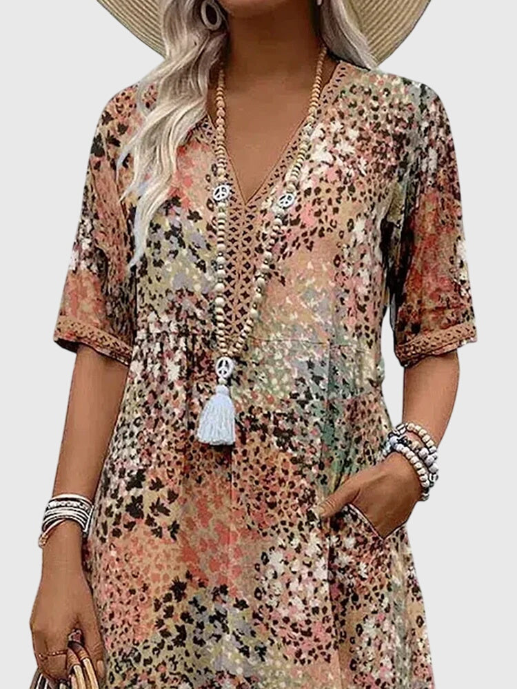Yvonna | Elegant Floral Midi Dress