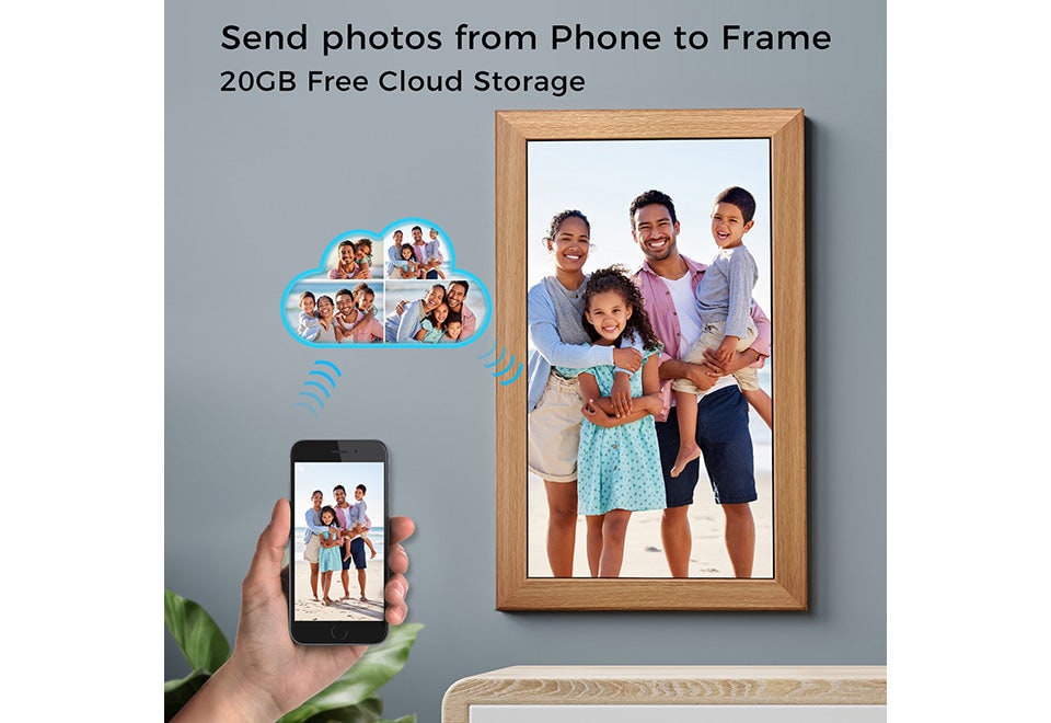 21.5" Smart Digital Photo Frame with WIFI Cloud Storage and Wall Mount Photoframe