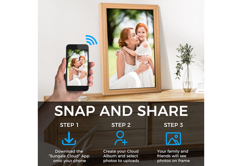 21.5" Smart Digital Photo Frame with WIFI Cloud Storage and Wall Mount Photoframe