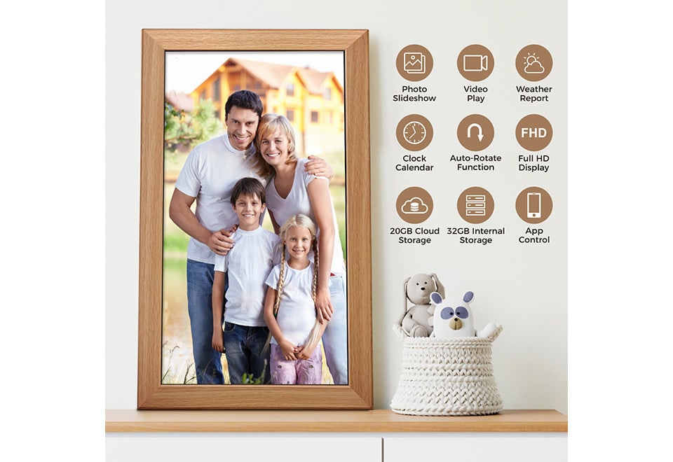21.5" Smart Digital Photo Frame with WIFI Cloud Storage and Wall Mount Photoframe