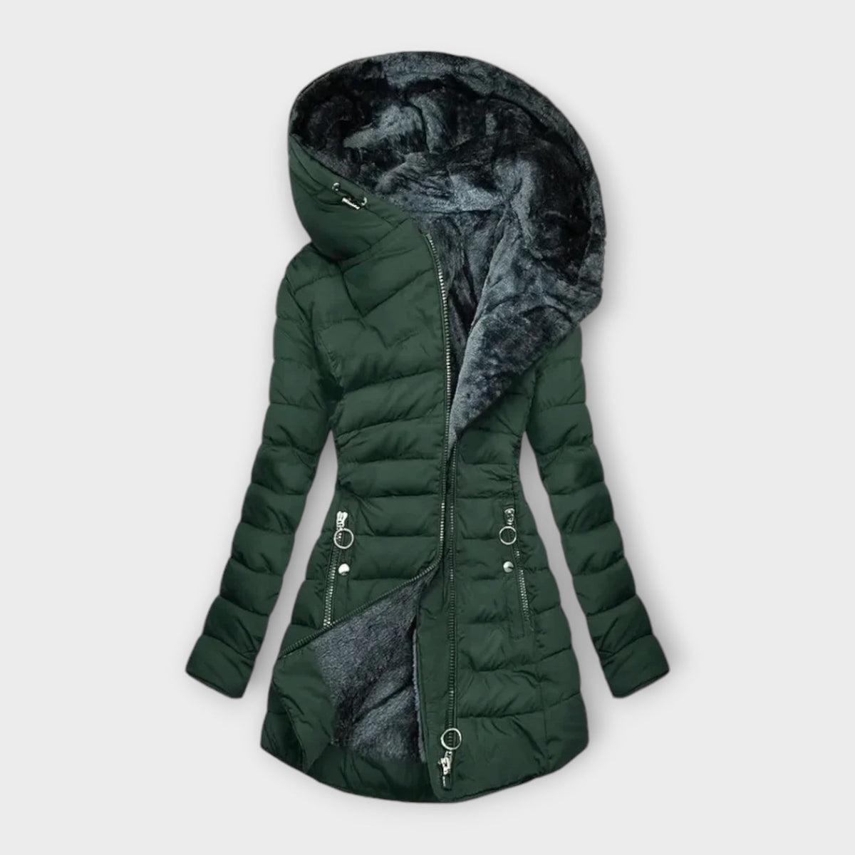 Lyla | Women's Puffer Coat with Hood and Zippers