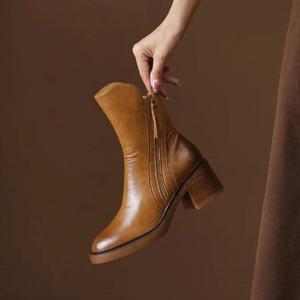 Women’s Block Heel Zip Ankle Boots