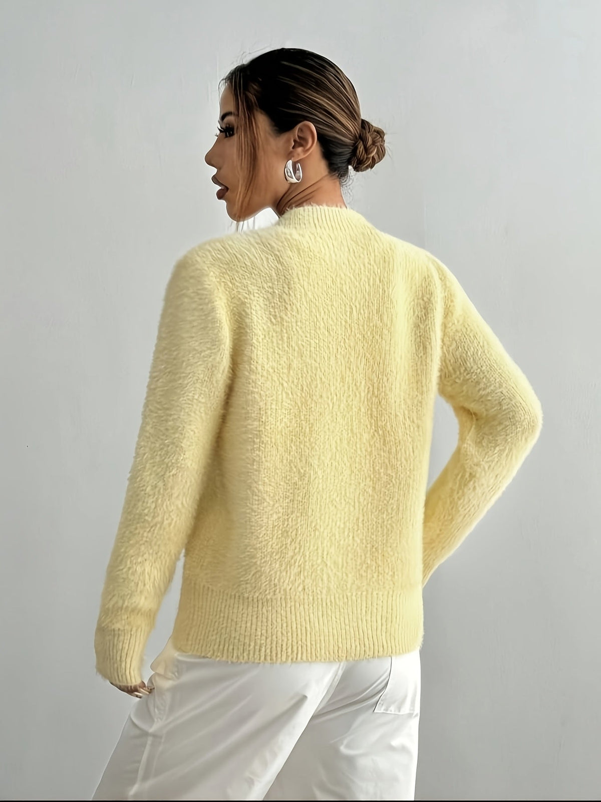 Fleur | Fluffy Cropped Heart Buttons Cardigan