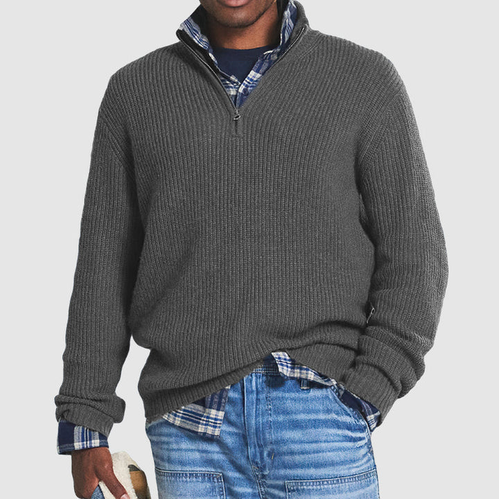 Winslow Men's Ribbed Wool Quarter Zip Sweater